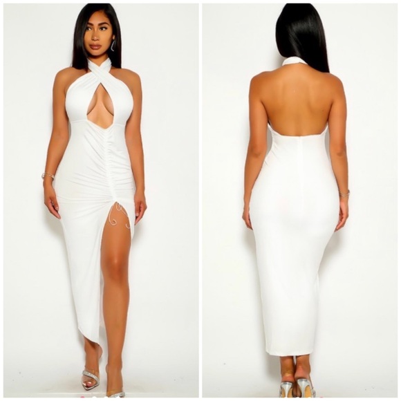 Dresses & Skirts - White Criss Cross Maxi Party Dress Size XL